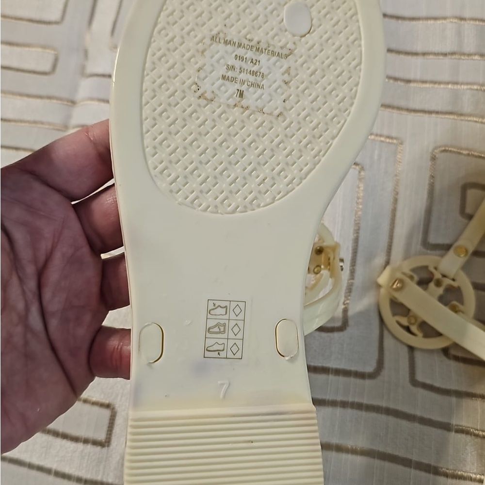 Tory Burch Ivory Sandals with Gold Accents - Picture 3 of 3